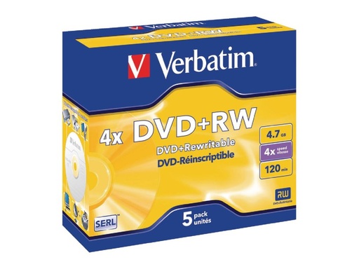 [H36540] DVD+RW medie - 4,7GB 4x hastighed (5 stk. jewelcase)