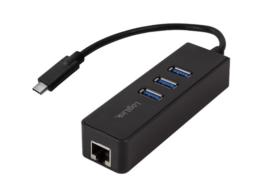 [H30487] USB-C HUB - 3 x USB 3.0 porte + RJ45 Gigabit LAN (14cm)