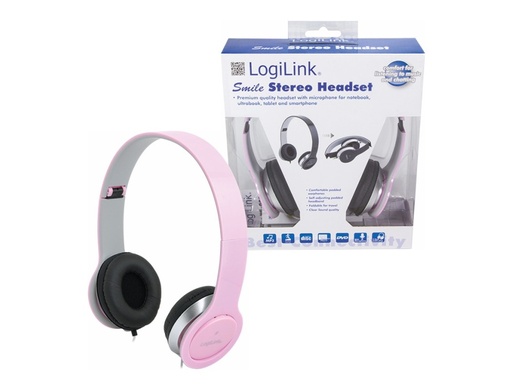 [H49254] Stereo High-Q headset m. mikrofon - Pink (4pol 3,5mm JACK)