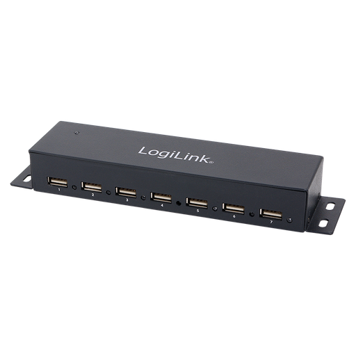 [H49497] USB 2.0 HUB - 7 port inkl. Strømforsyning (3,5A) til montage