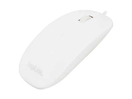 [H41664] Optisk mus - flad design, USB, 1000DPI, Hvid