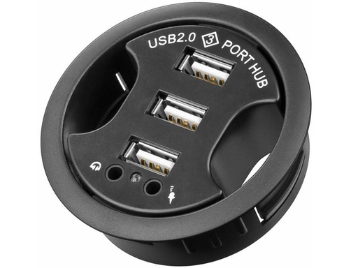 [H30483] USB 2.0 HUB - 3 porte + Audio, bordmontage