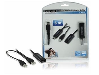 [H33233] USB 2.0 repeaterkabel - A han til A hun, Sort (5m)