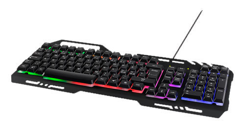 [H42410] GAMING tastatur, RGB belysning, metalramme, sort
