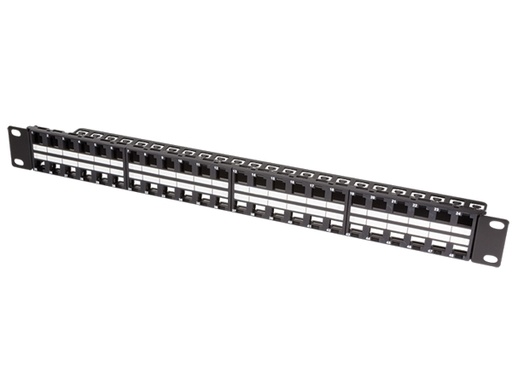 [H47462] 19" Patch panel - 1U, 48 x Keystone porte, Sort