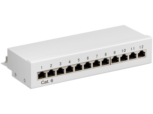 [H45261] Patch panel - 12 x RJ45 CAT6 skærmet, Grå