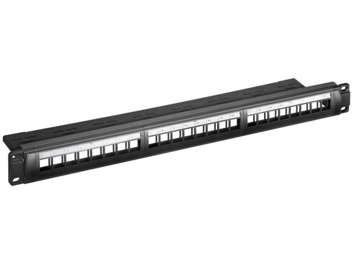 [H45263] 19" Patch panel - 1U, 24 x Keystone porte, Sort