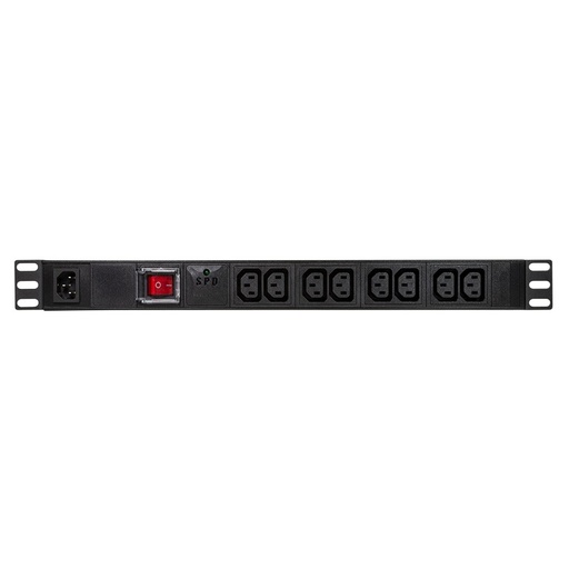 [H60874] 19" El-rackpanel - 8 x C13 (IEC320) besk.+kontakt, Sort (2m)