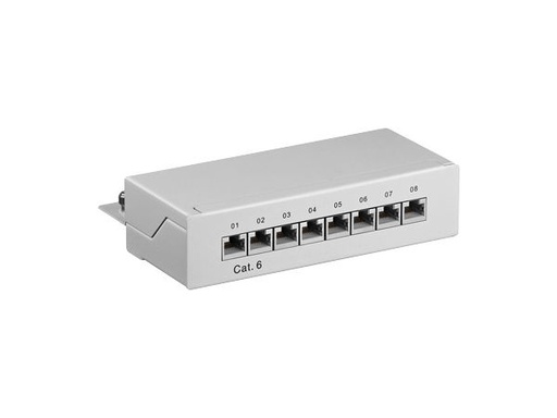 [H37399] Patch panel - 8 x RJ45 CAT6 skærmet, Grå