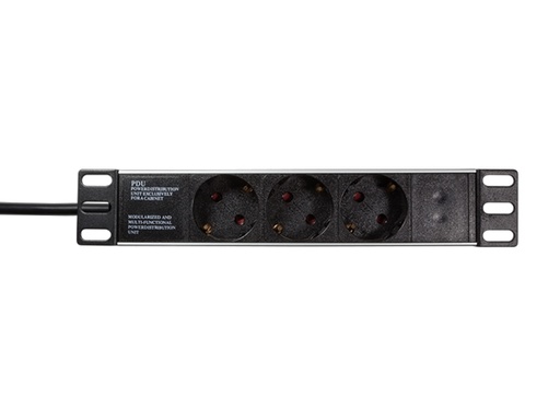 [H34753] 10" El-rackpanel - 3 udtag, Sort (1,8m)