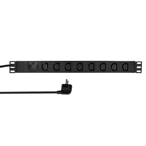 [H35621] 19" El-rackpanel - 8 x C13 (IEC320) hun, Sort (2m)