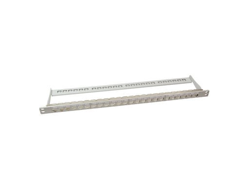 [H41781] 19" Keystone Panel - 0,5U, 24 x keystone porte, m. jord, Grå