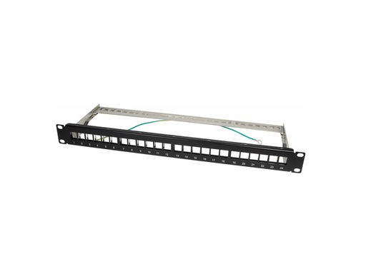 [H49354] 19" Patch panel - 1U, 24 x keystone porte, Sort