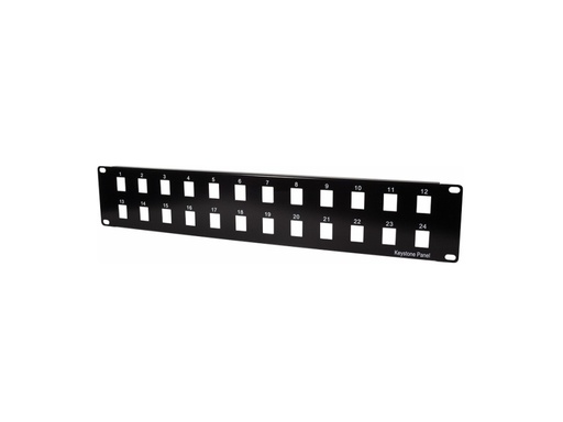 [H49359] 19" Patch panel - 2U, 24 x Keystone porte, Sort