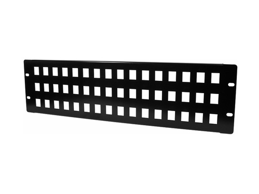 [H49360] 19" Patch panel - 3U, 48 x Keystone porte, Sort