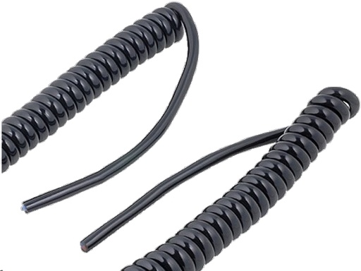 [H35522] Spiralkabel - 3 x 1mm², PUR, Sort (1-4m)