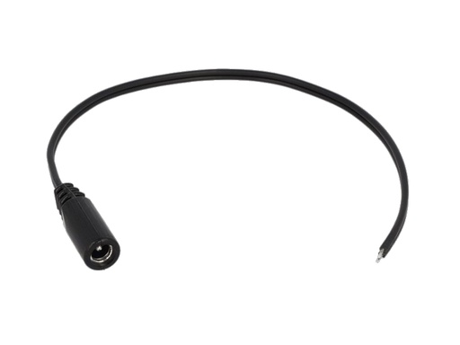 [H24392] DC kabel - 5,5x2,1mm DC hun til løs ende, Sort (1,5m)