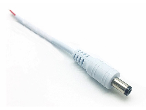 [H50222] DC kabel - 5,5x2,1mm DC han til løs ende, Hvid (13cm)