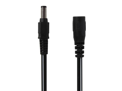 [H26054] DC forlængerkabel - 5,5x2,1mm han/hun, 0,5mm², Sort (5m)