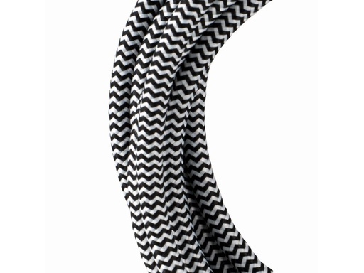 [H44827] Stofledning - 3x0,75mm², SORT/HVID sildeben (3m)