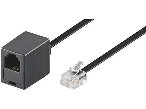 [H45788] Telefon forlængerledning - RJ11(6P4C) han/hun, Sort (3m)