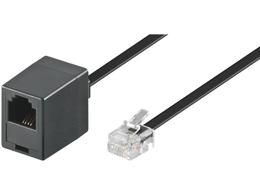 [H45789] Telefon forlængerledning - RJ11(6P4C) han/hun, Sort (6m)