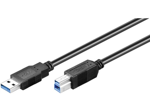 [H45945] USB 3.0 kabel - A han til B han, Sort (0,5m)