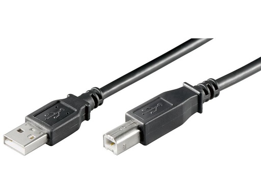 [H45892] USB 2.0 kabel - A han til B han, Sort, HQ (0,25cm)