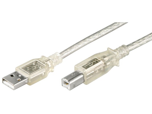 [H45898] USB 2.0 kabel - A han til B han, Transparent (1,8m)