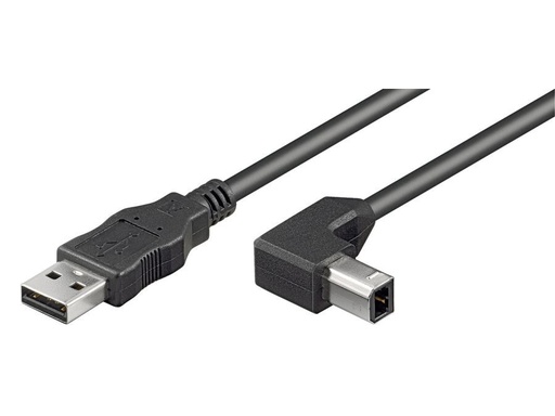 [H45880] USB 2.0 kabel - A han til B han 90°, Sort (0,5m)