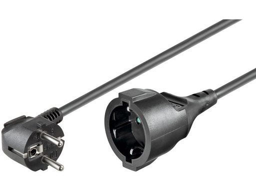 [H44870] Forlængerledning - CEE7/7 90° han til CEE7/3 hun, Sort (2m)