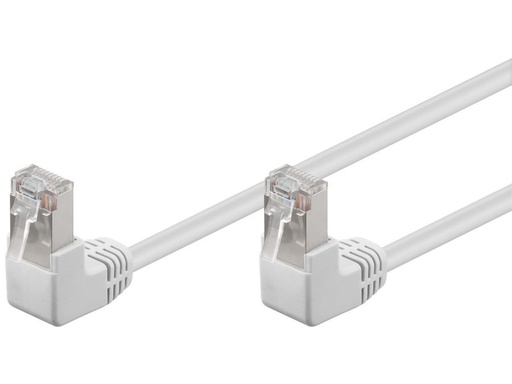[H44893] FTP netværkskabel - 2xRJ45, 2x90° CAT5e, Hvid (2m)