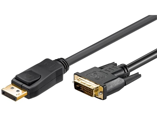 [H44588] DisplayPort/DVI kabel - DP han > DVI-D han guld, Sort (1m)