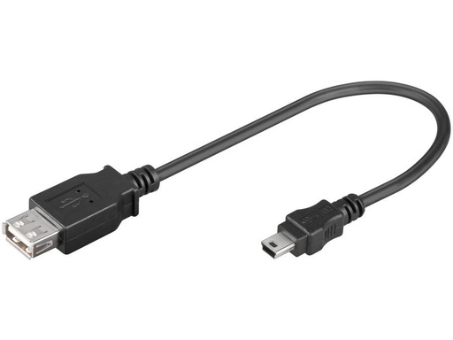 [H45842] USB 2.0 kabel - A hun til 5P mini B han, Sort (20cm)