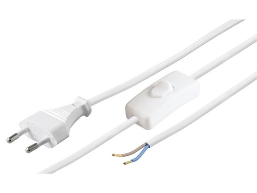 [H45747] Strømkabel - Euro han til løs ende, m. kontakt, Hvid (1,5m)