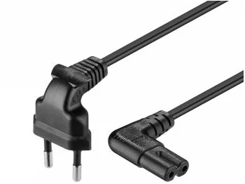 [H45717] Strømkabel - Euro 90° han > C7 (8-tal) 90° hun, Sort (5m)