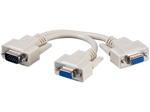 [H45199] Monitor Y-kabel - SVGA han til 2x SVGA hun, Sort (20cm)