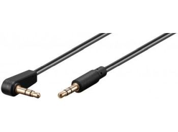 [H50690] AUX audiokabel - 3,5mm st. JACK han/90° han, Sort (1,5m)
