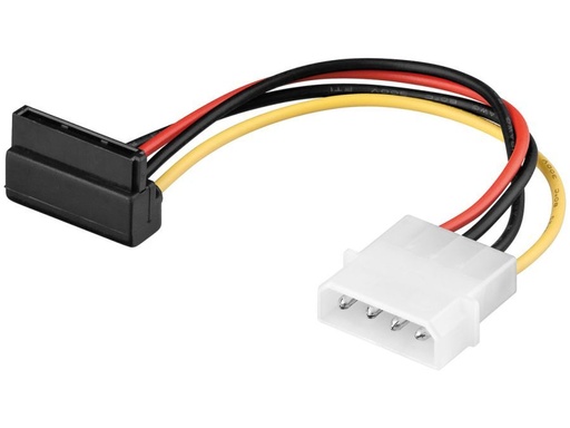 [H45268] Intern PC strømkabel - 15P SATA 90° han > 4P 5.25 han (13cm)