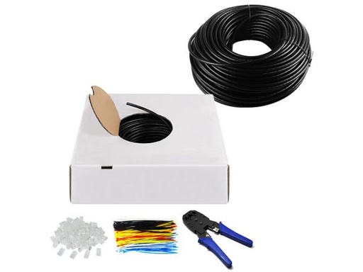 [H46661] Udendørs CAT6 kabelsæt - 305m UTP kabel +100 RJ45 stik +tang