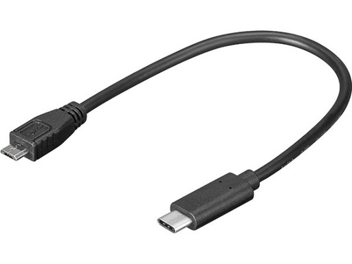 [H46607] USB 2.0 kabel - USB-C han til Micro B han, Sort (0,2m)