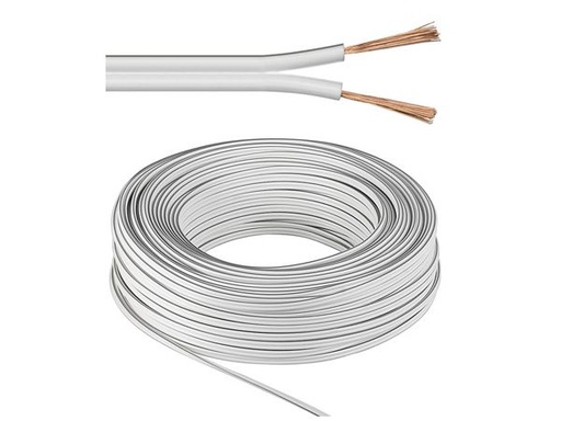 [H36804] Højttalerledning - 2x1,5mm² OFC, Hvid (25m)