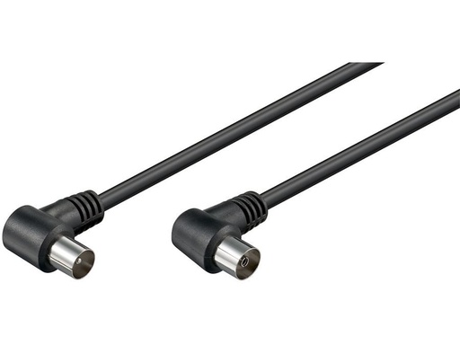 [H44178] Antennekabel - 90° COAX han/hun, 3C-2V CCS, Sort (1,5m)