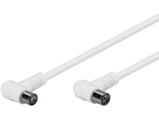 [H44185] Antennekabel - 90° COAX han/hun, RG59 CSS, Hvid (3,5m)