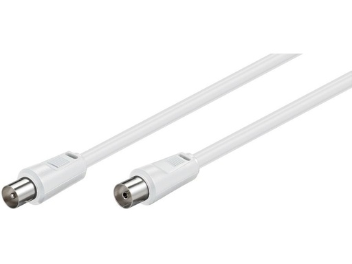 [H44203] Antennekabel - COAX han/hun, RG59 CSS, Hvid (1,5m)