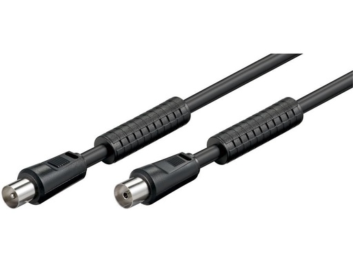 [H44209] Antennekabel - COAX han/hun, RG59 støjfiltre, Sort (1,5m)