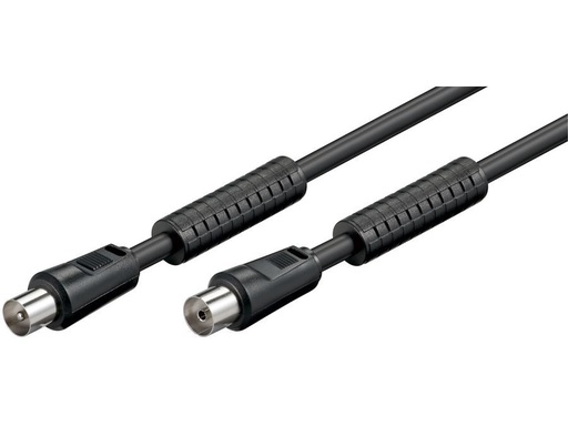 [H44211] Antennekabel - COAX han/hun, RG59 støjfiltre, Sort (2,5m)
