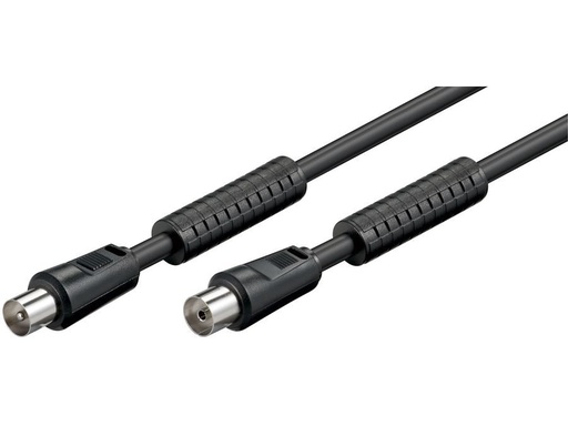 [H44212] Antennekabel - COAX han/hun, RG59 støjfiltre, Sort (3,5m)