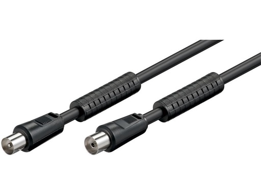 [H44213] Antennekabel - COAX han/hun, RG59 støjfiltre, Sort (5m)