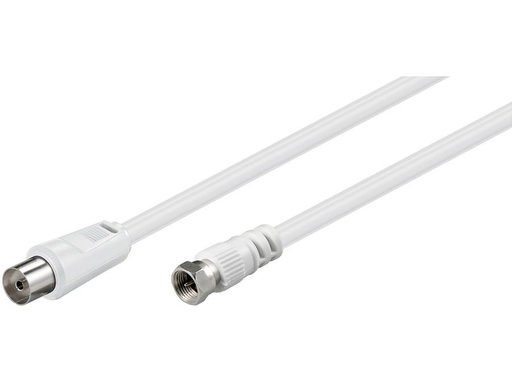[H44234] Antennekabel - F han til COAX hun, 3C-2V CCS, Hvid (5m)